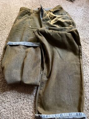 Relaxed Olive Green Denim Carpenter Jeans